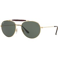Ray-Ban RB3540 Oval Sunglasses, Gold/Green