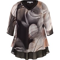 Chesca Misty Rose Tunic Top, Black/Nude