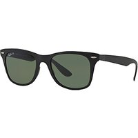 Ray-Ban RB4195 Polarised Lite Force Wayfarer Sunglasses, Matte Black/Dark Green