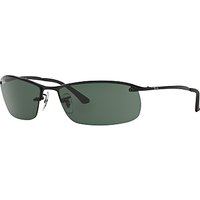 Ray-Ban RB3183 Top Bar Lifestyle Rectangular Sunglasses, Black/Green