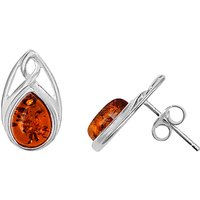 Goldmajor Sterling Silver Amber Celtic Stud Earrings, Silver/Orange
