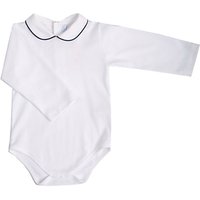Mini La Mode Baby Peter Pan Collar Bodysuit, White