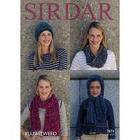 Sirdar Plushtweed Women's And Children's Hat And Scarf Knitting Paper Pattern, 7874