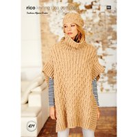 Rico Alpaca Dream Women's Poncho And Hat Knitting Pattern, 471