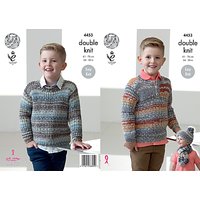 King Cole Drifter DK Children's Jumpers, Hat And Scarf Knitting Pattern, 4453