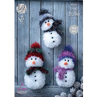 King Cole Chunky & DK Snowman Soft Toy Knitting Pattern, 9030