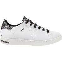 Geox Jaysen Glitter Lace Up Trainers, White/Silver