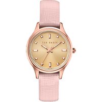 Ted Baker TE10030743 Women's Zoe Leather Strap Watch, Pink/Gold