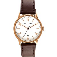 Ted Baker TE10030651 Men's Tom Date Leather Strap Watch, Dark Brown/White