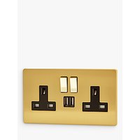 Varilight 2 Gang 13A 3 Pin Double Switch Socket With 2 USB