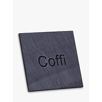 Grasi Engraved Slate Coffi Coaster, Grey