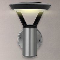 John Lewis Outdoor Solar LED Easy-to-Fit Stainless Steel Wall Light, Clear/Black