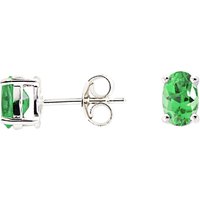 A B Davis 9ct White Gold Emerald Oval Claw Set Stud Earrings, 0.65ct