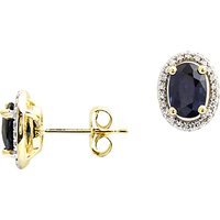A B Davis 9ct Gold Oval Sapphire Diamond Set Stud Earrings