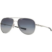 Oakley OO4119 Elmont Medium Polarised Aviator Sunglasses, Silver/Grey Gradient