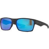Oakley OO9189 Two Face Polarised Square Sunglasses, Matte Black/Sapphire Iridium
