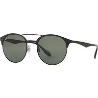Ray-Ban RB3545 Polarised Oval Sunglasses, Black/Dark Green
