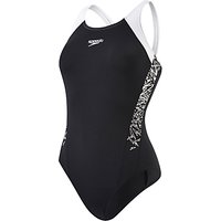 Speedo Boom Splice Muscleback Swimsuit, Black/White