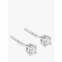 Diamond Collection 18ct White Gold Round Brilliant Solitaire Diamond Stud Earrings, 0.33ct