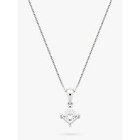 Diamond Collection 18ct White Gold Princess Cut Solitaire Diamond Pendant Necklace, 0.75ct