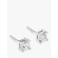 Diamond Collection 18ct White Gold Princess Cut Solitaire Diamond Stud Earrings, 0.75ct