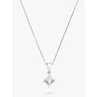 Diamond Collection 18ct White Gold Princess Cut Solitaire Diamond Pendant Necklace, 0.5ct