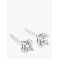 Diamond Collection 18ct White Gold Princess Cut Solitaire Diamond Stud Earrings, 0.5ct