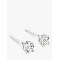 Diamond Collection 18ct White Gold Round Brilliant Solitaire Diamond Stud Earrings, 0.5ct