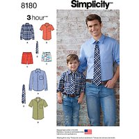 Simplicity Men's And Children's Shirt And Tie Sewing Pattern, 8180