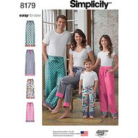 Simplicity Adult And Children's Lounge Trousers Sewing Pattern, 8179
