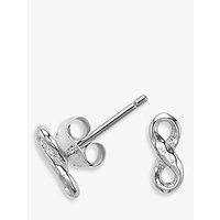 Dower & Hall Sterling Silver Entwined Infinity Stud Earrings, Silver