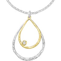 Dower & Hall Sterling Silver Gold Vermeil Double Teardrop White Topaz Dewdrop Pendant, Gold/Silver