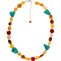 Be-Jewelled Sterling Silver Faceted Bead Necklace, Multi