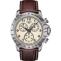 Tissot T1064171626200 Men's V8 Chronograph Date Leather Strap Watch, Brown/Cream