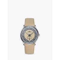 Junghans 027/3608.00 Men's Meister Handwind Leather Strap Watch, Beige/Grey