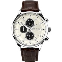 Sekonda 1177.00 Men's Chronograph Date Leather Strap Watch, Dark Brown/Cream