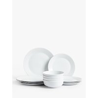 Design Project By John Lewis No.098 Rimmed Dinnerware Set, 12 Piece, White