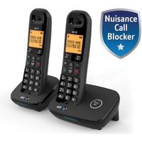BT Dect Black Telephone With Nuisance Call Blocker - Twin