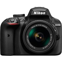 Nikon D3400 Digital SLR Camera With 18-55mm VR Lens, HD 1080p, 24.2MP, Optical ViewFinder, 3 LCD Monitor, Black