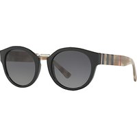 Burberry BE4227 Polarised Oval Sunglasses, Black/Grey Gradient