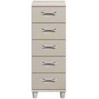 Juno Cashmere & White Elm Effect 5 Drawer Chest (H)1100mm (W)400mm (D)420mm