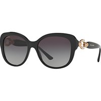 Bvlgari BV8180B Embellished Square Sunglasses, Black/Grey Gradient
