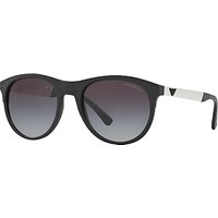 Emporio Armani EA4084 Oval Sunglasses, Black/Grey Gradient