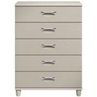 Juno Cashmere & White Elm Effect 5 Drawer Chest (H)1100mm (W)800mm (D)420mm
