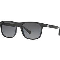 Emporio Armani EA4085 Polarised Square Sunglasses, Black/Grey Gradient