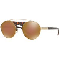 Giorgio Armani AR6047 Round Sunglasses, Gold/Mirror Brown