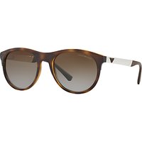 Emporio Armani EA4084 Polarised Oval Sunglasses, Tortoise/Brown Gradient