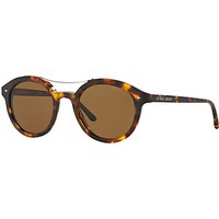 Giorgio Armani AR8007 Frames Of Life Polarised Round Sunglasses, Tortoise/Brown