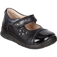 ECCO Children's Star Rip-Tape Leather First Mary Jane Shoes, Black