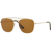 Ray-Ban RB3557 Square Sunglasses, Gold/Brown